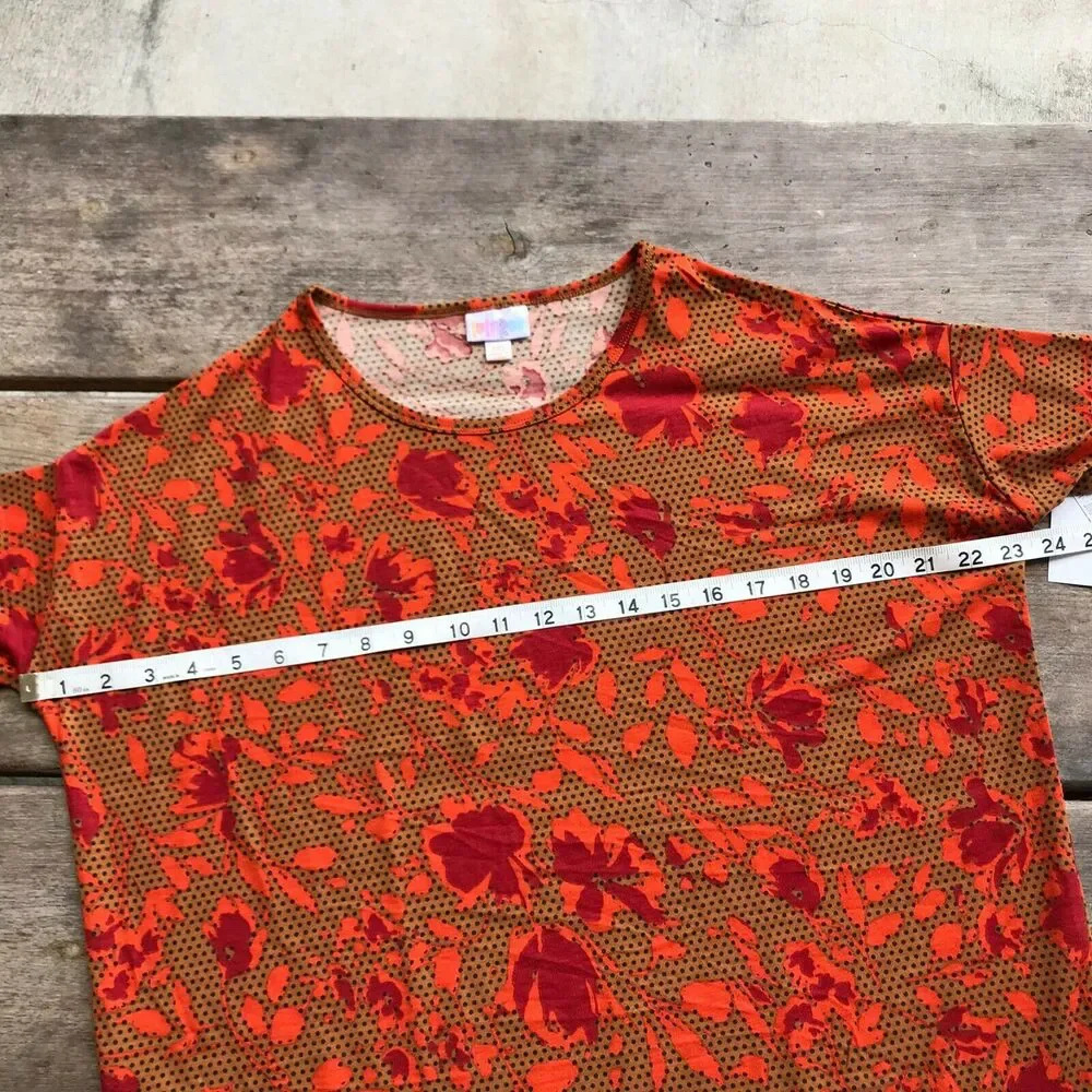 LuLaRoe Orange Brown Red Blue Irma Top Tunic XXS NEW NWT Polka Dot - Picture 5 of 8